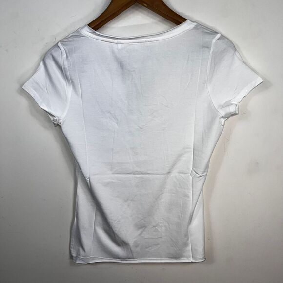 Juicy Couture Smiley Face V-Neck Tee in White (S) - Picture 6 of 8